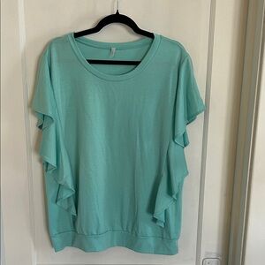 Mint Green Ruffle Sleeve Blouse